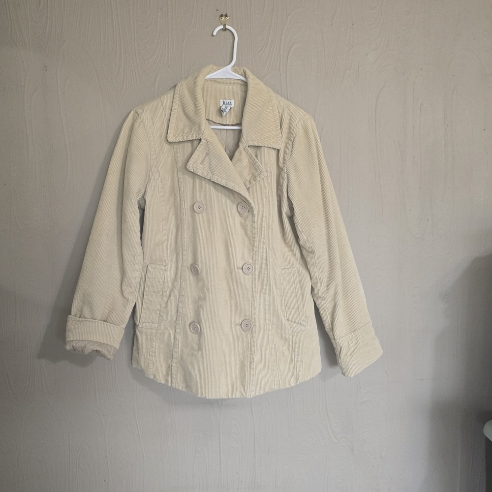 Vintage G.H. Bass Coat Womens Me Cream Corduroy Button Up Barn Coat Y2K Jacket